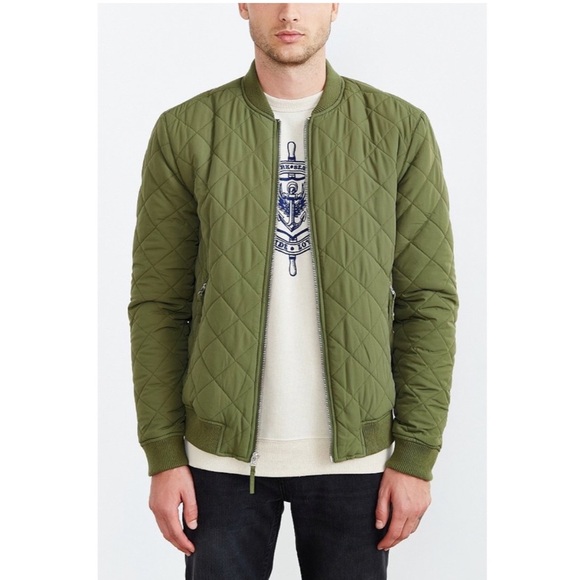 Urban Outfitters x Your Neighbors Devon Quilted Bomber Jacket Green - Picture 2 of 14